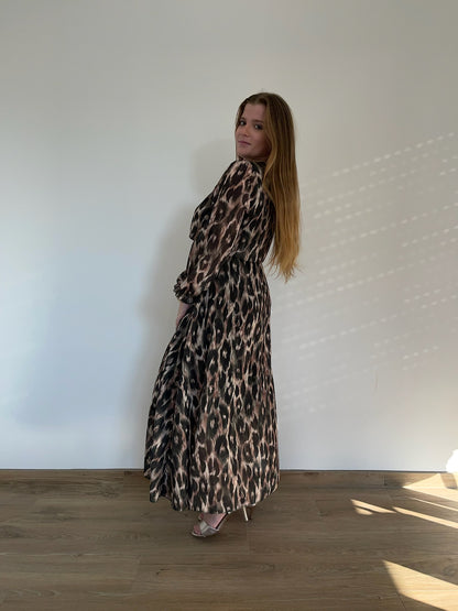 Robe longue léopard